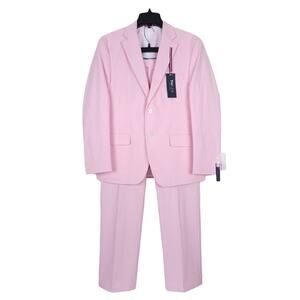 Tommy Hilfiger Modern-Fit Stretch Chambray 2-Piece Suit Light Pink 44R 40x30 NWT